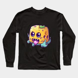 Kawaii Cheese Zombie Food Monsters:When the Cuties Bite Back - A Playful and Spooky Culinary Adventure! Long Sleeve T-Shirt